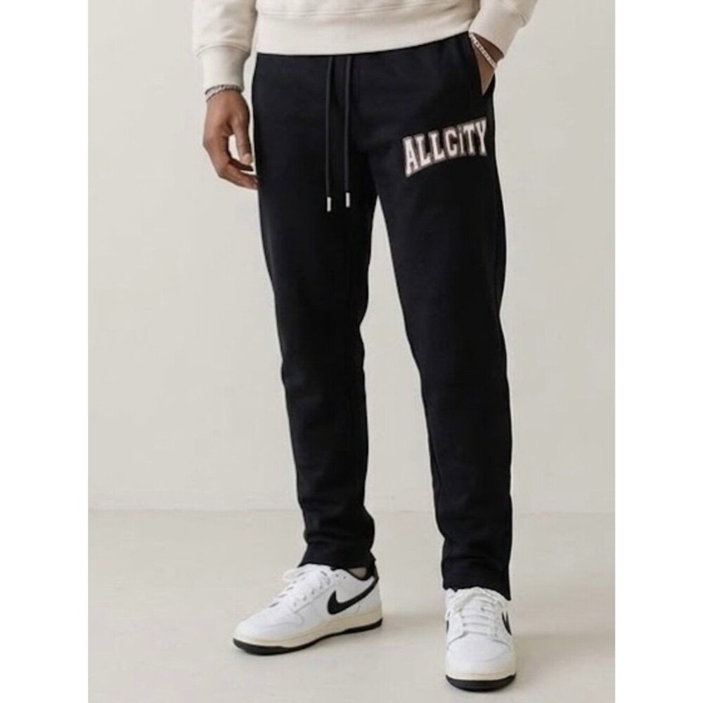 Just Don All City Black Varsity Logo Fleece Sweatpants Joggers Mens XL